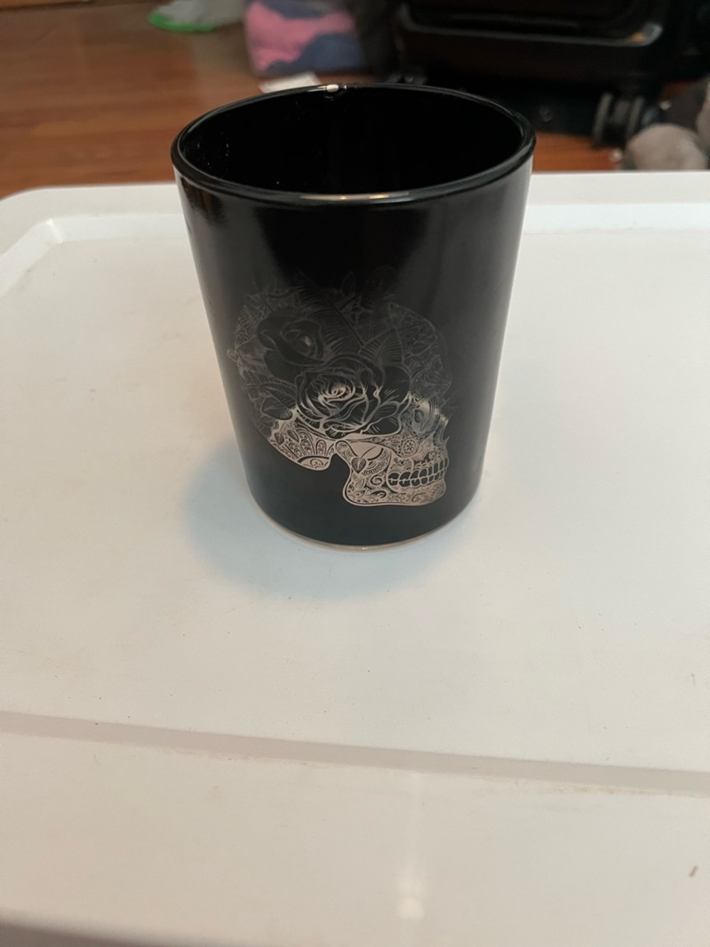 Black Floral Skull Candle Holder - Home Accents - Picture 2 of 5